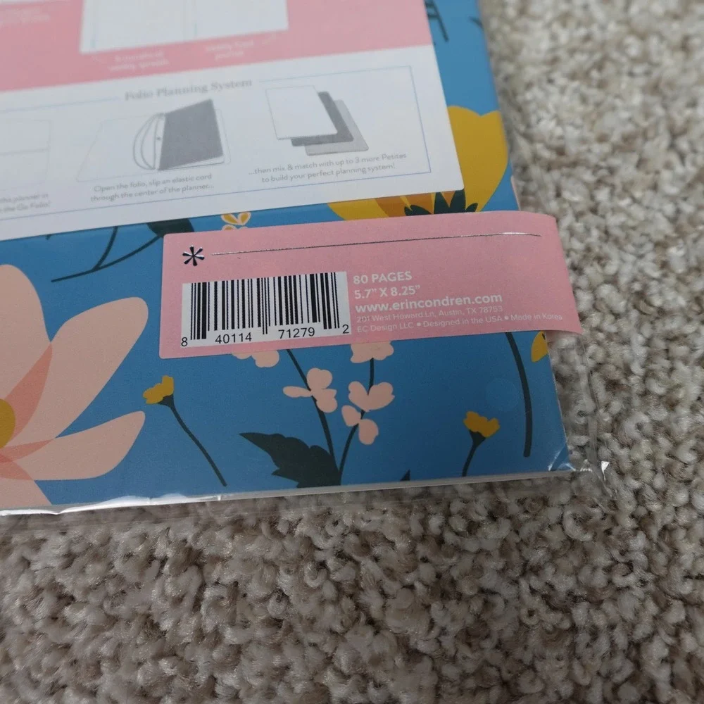 Erin Condren PetitePlanner Wellness Log Blue Floral You Have What It Takes New